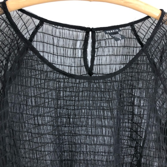 Torrid black sheer mesh layered ruffle blouse top - Picture 4 of 6